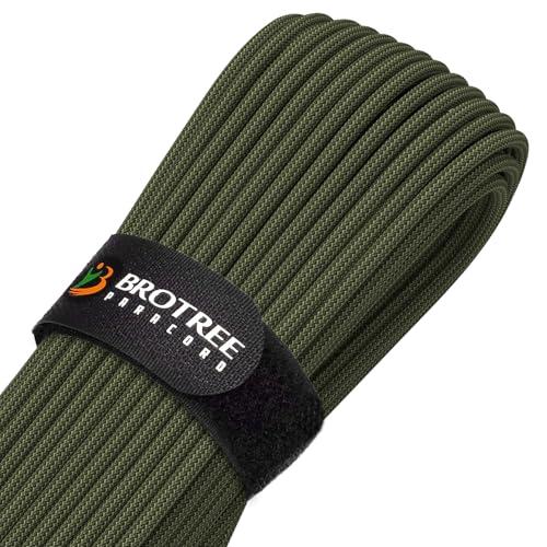 Brotree Paracord 4mm 9 Fili 100% Nylon Corda (15m, 30m, 50m) Tipo III Corda da Paracadute per Sopravvivenza, All'aperto, Fatto a Mano - 280kg Carico di Rottura (Verde Militare, 30m)