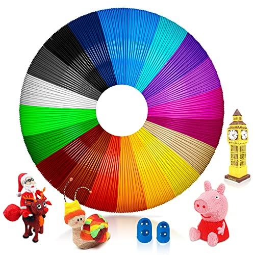 Viosmut Filamenti Penna 3D PLA, Ricariche Penna 3D Colorate 1,75 mm, 5 m Ciascuno-20 Colori Penna 3D per Bambini e Adulti, Penna 3D Ricarica per ODRVM, Tecboss, Lovebay e Penna Stampante 3D