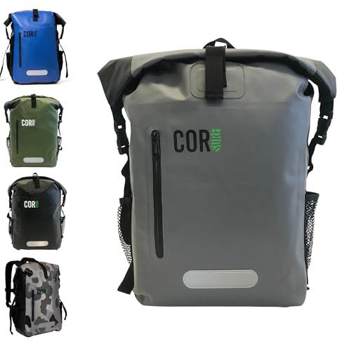 COR Surf Zaino impermeabile Dry Bag con custodia imbottita per laptop 25L e 40L Heavy Duty Roll-Top Pack (25L, Grigio)