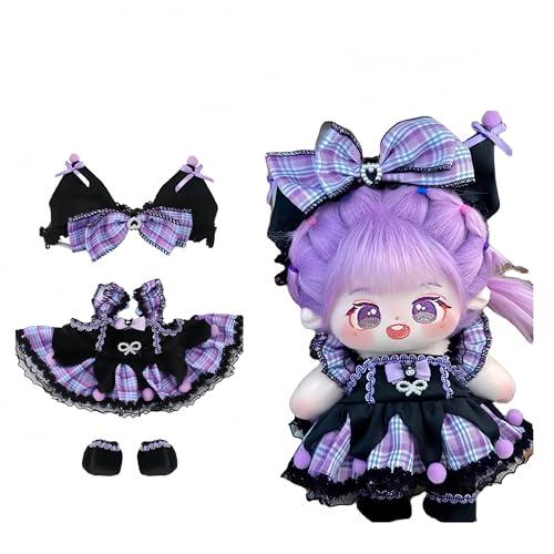 YHYQiFei Set di vestiti per bambola di peluche 20 cm, vestitini per bambola di cotone adorabili da 8 pollici, molti stili, vestiti di peluche morbidi per bambole (E)