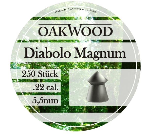 Oakwood DIABOLOS - Testa a punta, 5,5 mm, 22, 250 pezzi, per pistola ad aria compressa Magnum