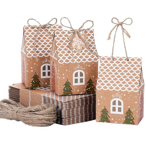 TsunNee Confezioni Regalo per la Festa di Natale, scatole per Caramelle di Carta Kraft, Sacchetti per bomboniere Natalizie, 50 Pezzi