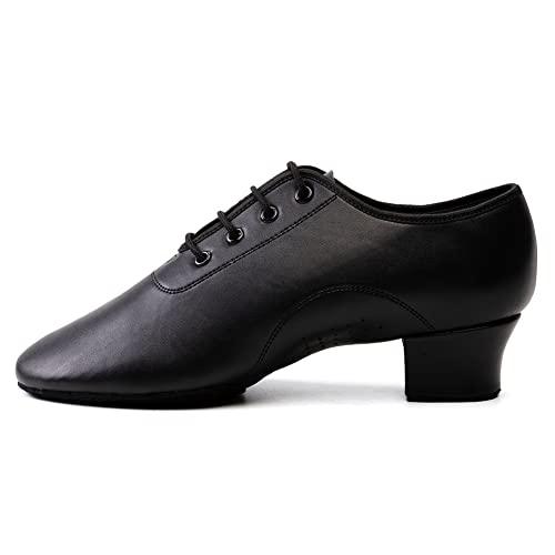 HIPPOSEUS Ragazzi Scarpe da Ballo Latino Americano Nere con Suola Spaccata Scarpe da Ballo Salsa Tango per Uomo Tacco Basso 3cm,43 EU