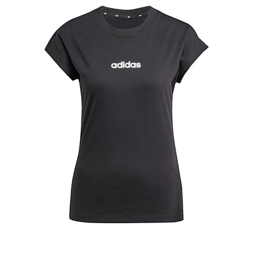 adidas Femme Essentials Linear Cotton T-Shirt, Black/White, S