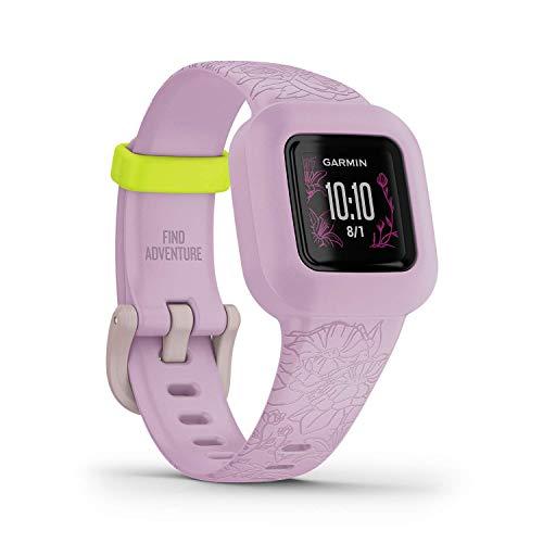 Garmin Vivofit Jr.3 (Floral Pink), Orologio e Activity Tracker per Bambini, Display a colori, Passi, Sonno, Cinturino in silicone, App interattiva, Autonomia fino a 1 anno, 4+