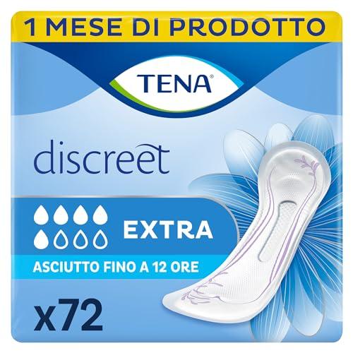 TENA Discreet Extra Pacco Scorta Mensile, Assorbenti per Perdite Urinarie Femminili, Discreti e Confortevoli, 6 Confezioni x 12 Pezzi