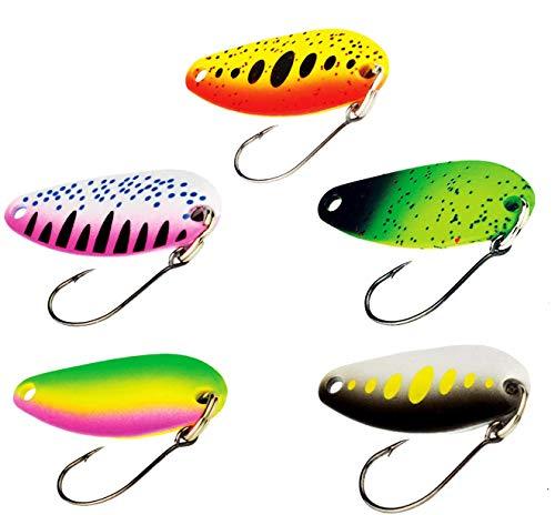 FISHN Trout Spoon Set – Gallo, Peso: 2g, Lunghezza: 2,8cm, Esca per trote, Cucchiaini per trote (5 Pezzi)