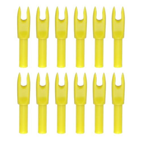 PATIKIL Cocche per Frecce da Tiro con L'Arco da 4,2 mm, Confezione da 12 Inserti in Plastica per Frecce di Ricambio per Frecce da Caccia, Tiro con Arco Ricurvo Compound, Giallo