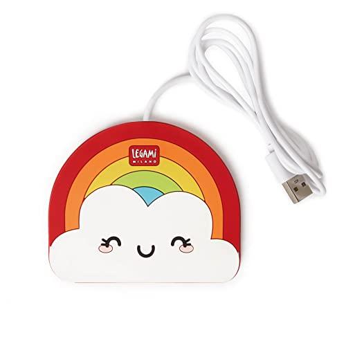 Legami - Scalda Tazza Usb, Warm it up, 10x10 cm, in Vinile, Ideale per Tazze e Bicchieri con Fondo Piatto, Ingresso USB, Tema Rainbow