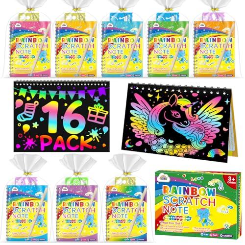 ZMLM Libri Scratch Paper Art Craft Notebook: 16 Confezioni di bomboniera Arcobaleno Blocco Note all'Ingrosso Forniture artistiche Ragazze Ragazzo Regali di Compleanno Natale