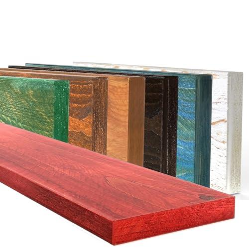 Mensola in Legno Massello Sospesa a Parete, Ripiano Artigianale, 7 Colori, Varie Dimensioni, Arredamento Bagno, Cucina, Camera da Letto, Ufficio, Made in Italy (Slim, Red, W20xH3xL60 cm)
