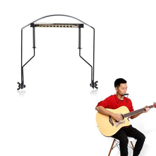 Supporto per Armonica, Morsetto per Armonica a 10 Fori Regolabile Accessorio di Supporto per Armonica in Metallo Supporto per Rack per Collo per Armonica