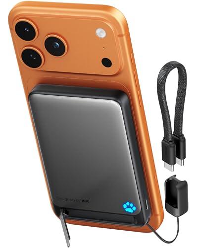 INIU Power Bank Magnetico, 10000mAh 15W Certificato Qi2 Power Bank per MagSafe, 45W Ultra Veloce Caricabatterie Portatile con Cavo USB C, Mini Powerbank con Supporto Solo per iPhone Air 17 16 15 14 13