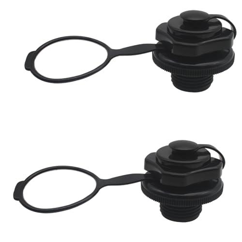 OZXNO 2 tappi per valvole dell'aria gonfiabili per barca, 24 mm, in plastica, per gonfiabili, gommoni, gommoni, kayak (nero)