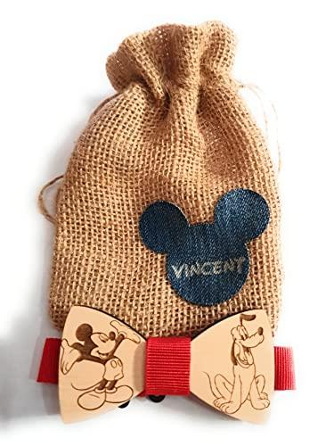 Papillon/farlallino in legno personalizzato Topolino e Pluto- perfetto per eventi e feste eleganti