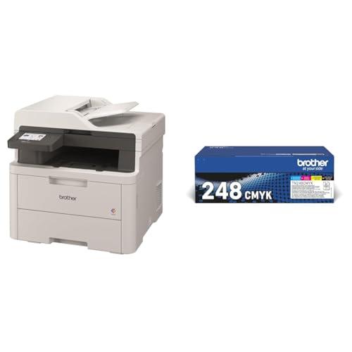 Brother MFCL3740CDWE Multifunzione LED a Colori, 18 ppm in BUNDLE con TN248VAL multipack 4 colori da 1.000 pag cad