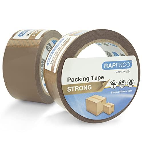 Rapesco 1696 Nastro da Imballaggio Resistente da 50mm x 60m, Marrone, Confezione da 2