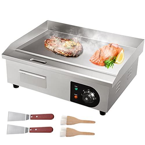 VEVOR Piastra Elettrica per Cottura Commerciale 1600W Superficie di Cottura 54 x 30cm, Piastra in Ferro per BBQ Cottura Evento all'Aperto Temperatura Controllata 50°C - 300°C Telaio in Acciaio Inox