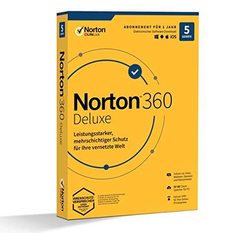 Symantec Norton 360 Deluxe 1 User (5 dispositivi) / 1 Jahr 50GB Piattaforma di Sicurezza Cloud