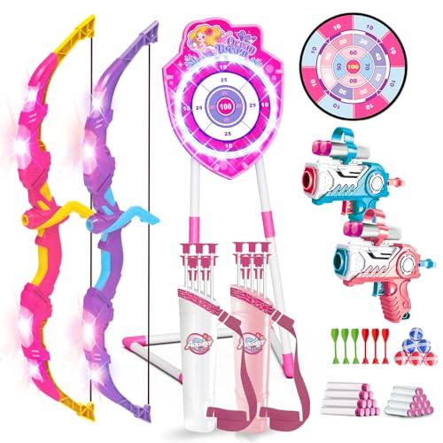 VATOS Set di 2 giocattoli per bambini da 5 a 12 anni, con arco luminoso e ventosa, 73 cm, per interni ed esterni, regalo per ragazze e ragazzi