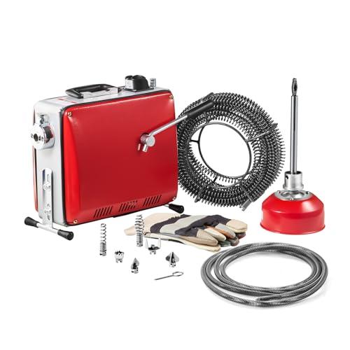 VEVOR Macchina Sturatubi Elettrica per Scarico di Tubi Portatile, 390 W, 1400 giri/min, con Cavo a Molla in Acciaio, Pulitrice per Tubi di Scarico con 6 Taglierine Diametro 50-110 mm
