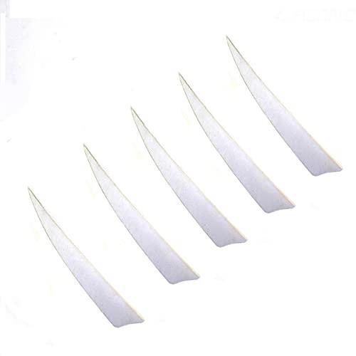 ACCMOS 50 Pezzi Tiro con L'Arco Piuma di Tacchino da 5 Pollici Forma a Scudo Impennata Piume Vere Piuma della Natura Fai da Te Accessori per Frecce (White)