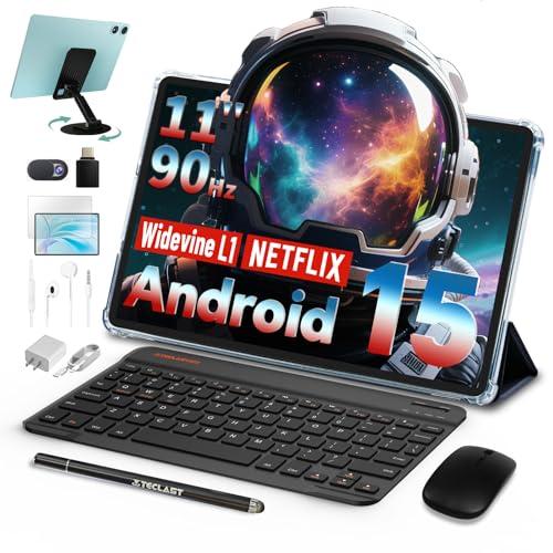 TECLAST P50Case Tablet 11 Pollici 90Hz Tablets Android 15, 2.0GHz Octa-Core, 12GB RAM+128GB ROM/TF 4TB/7000mAh/Widevine L1/GPS/BT5/OTG/Tablet con Tastiera+Custodia+Penna+Auricolari, 10 Accessori-2025