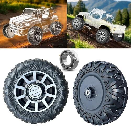 Kit 4 Ruote in Gomma PU Universali per Auto Elettriche per Bambini – Con Adattatore a 6 Punte, Cuscinetto Integrato, Silenziose e Antiscivolo, Compatibili 12V e 24V