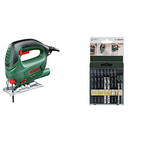 Bosch PST 650 Seghetto Alternativo Compact Easy, Nero/Green + Bosch 2609256744 Set Misto, Lame Seghetto, Legno