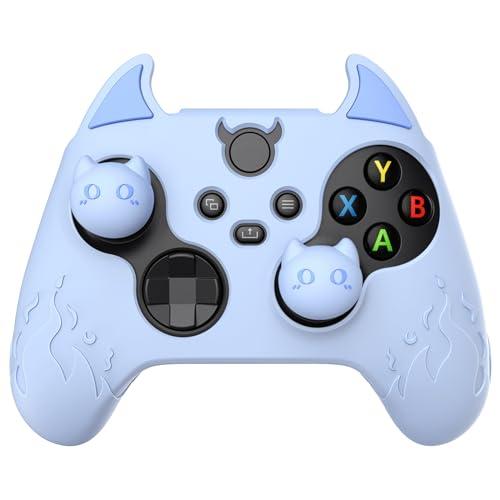 PlayVital Cover Silicone per Xbox Series X S Controller,Carino Demone Custodia Skin Antiscivolo Gomma Protettiva per Xbox Core Joystick&Copri Levette Analogiche-Blu