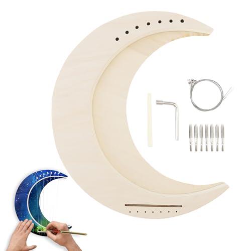 OriGlam Lira a 7 corde fai da te, a forma di luna, strumento musicale, arpa in legno, strumento a corda per arpa, lira lunare per creare il proprio tiglio