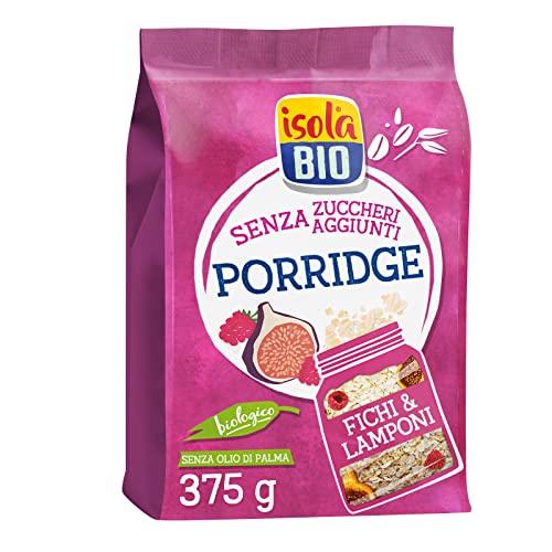 Isola Bio Porridge Biologico Fichi e Lamponi, Senza Zuccheri Aggiunti, Ricco di Fibre e Proteine, 100% Ingredienti Naturali, per Vegani e Vegetariani, 375 gr