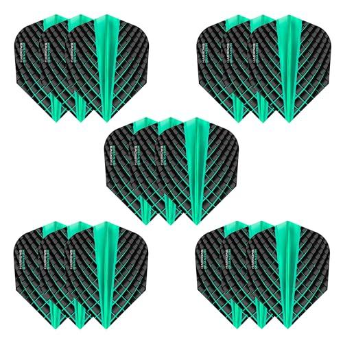 Harrows Quantum - Set di 5 alette per freccette (15 alette totali), 100 micron, extra resistenti, realizzate nel Regno Unito, accessori professionali per freccette (giada)