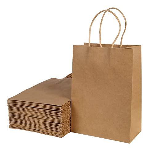 BESCOST 40pcs Sacchetti Carta con Manici Sacchetti Regalo di Carta, Buste Regalo Carta Sacchetti di Carta Kraft Wedding Bag per Matrimoni, Compleanni,Festa, Natale