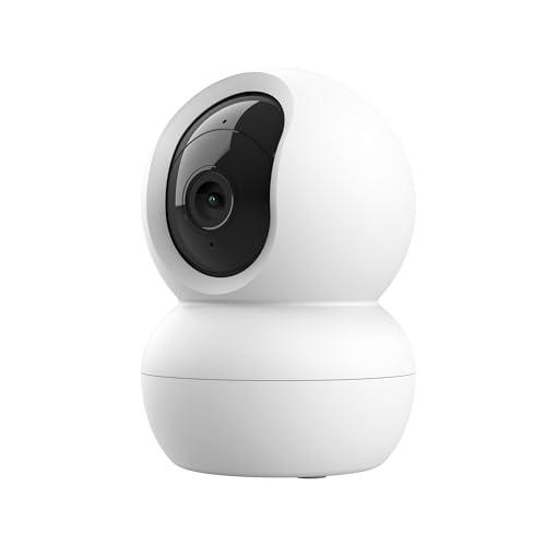 Trust IPCAM-2800 Telecamera Wifi Interno 360° con Visione Notturna, Sirena e Microfono Integrati, Rilevamento Umano, Videocamera Sorveglianza con App, Casa Intelligente, Bianco