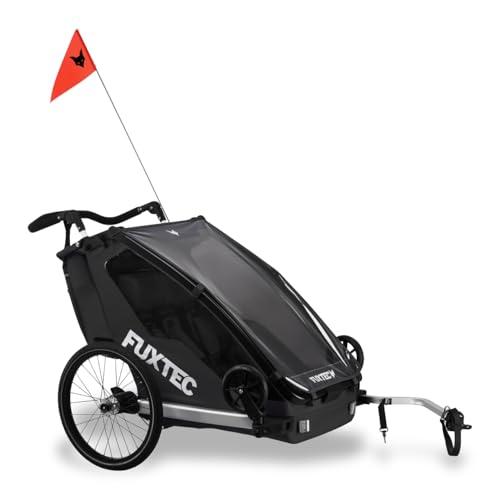 FUXTEC 2 in 1 - Rimorchio per bicicletta con bicicletta da jogging FX-FA1, con rimorchio per 2 bambini, in alluminio, pieghevole, con protezione da pioggia e sole