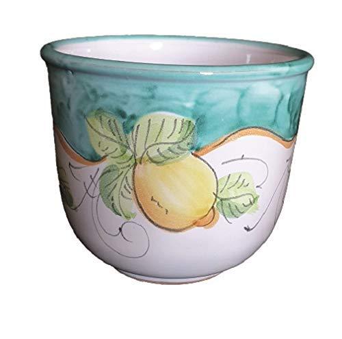 TAZZA CIOTOLA CON LIMONI (2 PEZZI) IN CERAMICA DI VIETRI DIPINTE A MANO; ALTEZZA CM. 10, DIAMETRO CM. 12 BICCHIERI COLAZIONE LATTE TE’ CAFFE’ TAVOLA MADE IN ITALY