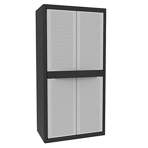 Terry, Jumbo Cab 3900 Qblack, Armadio da Esterno Interno a Due Ante, Divisorio Verticale e 4 Ripiani. Materiale: Plastica, Dimensioni: 89,7x53,7x180 cm