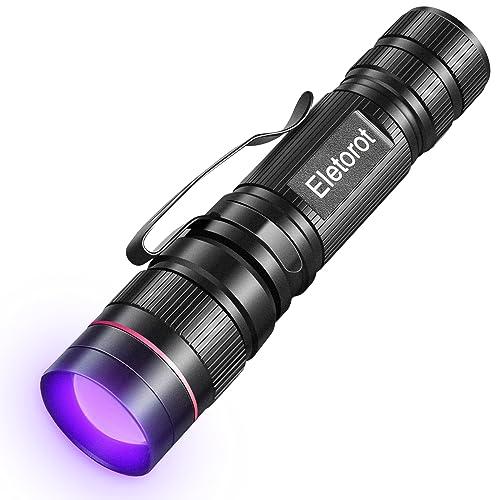 Luce Ultravioletta Eletorot Torcia UV LED 395 nm Zoomable Black Light, Lampada UV Resina Polimerizzante Rilevatore di Urina di Cane/Gatto, Luce uv per Carte di Controllo e Banconote, Ricerca Fughe