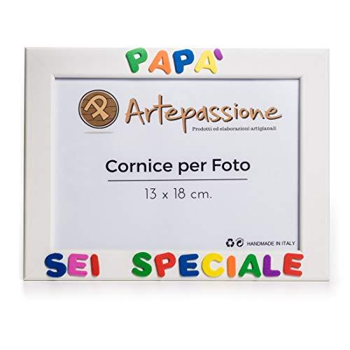 Cornici per Foto in Legno con la Scritta Papà Sei Speciale, da Appoggiare o Appendere, Misura 13x18 cm Bianca. Ideale per regalo e ricordo.