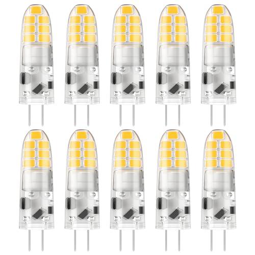 DiCUNO Lampadina LED G4, 2W (equivalente alogeno 20W), 200LM, 12V, Non dimmerabile, Lampadina piccola a risparmio energetico per cappe/lampadari, 10 pezzi