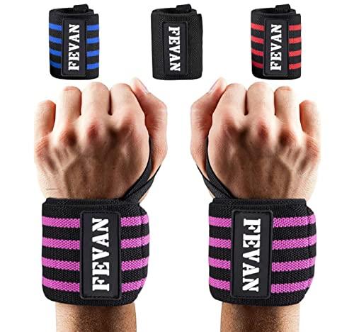 FEVAN Pack 2 Polsini Palestra Regolabile - Polsiere Palestra Professionali - Fasce Polsi Palestra per Uomo & Donna - Fasce Palestra per Fitness, Crossfit, Gym, Bodybuilding