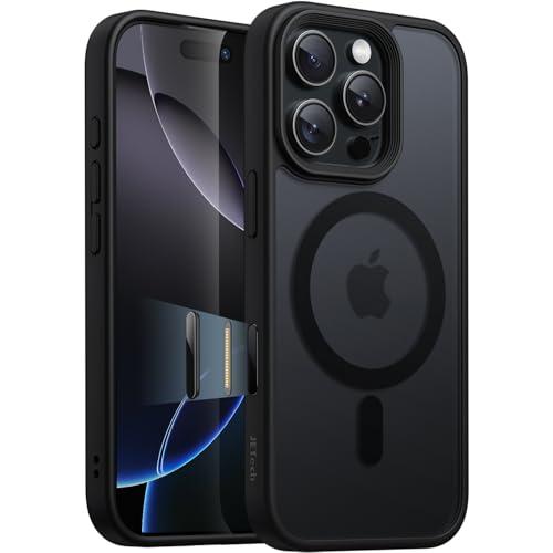 JETech Cover Magnetica per iPhone 16 Pro 6,3 Pollici con Controllo Fotocamera Pulsante Cattura, Compatibile con MagSafe, Custodia Traslucida Opaca Posteriore Sottile Antiurto (Titanio Nero)