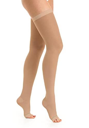 Relaxsan Antitrombo M0370A (1 Paio - Beige, L) calze autoreggenti punta aperta per degenza antiembolismo K1 compressione graduata 18-23 mmHg