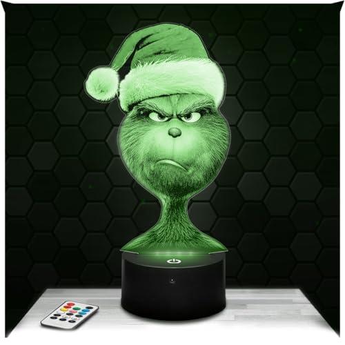 Lampephoto.fr - Lampada 3D Il Grinch Film di Natale Animazione Luce Notturna Tattile Led, Effetto Ologramma 3D, Idea Regalo Natale Compleanno Uomo Donna, Oggetto decorazione camera