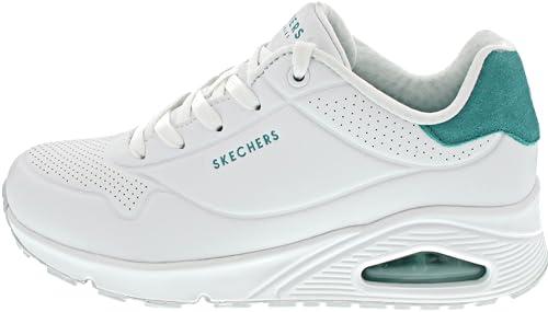Skechers Uno, Sneaker Donna, White Durabuck Mint Suede Trim, 37 EU