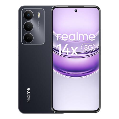 realme 14x 5G Smartphone 8+256GB, Nero Carbonio, Schermo 6.67 pollici, Refresco a 120Hz, Batteria 5000mAh, Fotocamera AI da 50MP, MediaTek Dimensity 6300, Protezione ArmorShell, IP64