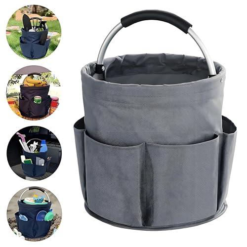 Kiswleon Contenitore per la Pulizie con Manico,17L Cestino Pulizie Pieghevole per la Pulizia,Porta Detersivi Salvaspazio,Organizer Detersivi,Organizer per Prodotti per la Pulizia