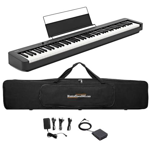 MusicalStore2005 Set Completo per Casio CDP-S110 Black - Piano Digitale 88 Tasti Pesati con Borsa Imbottita a Tracolla con logo MusicalStore2005 Ricamato, Alimentatore e Pedale