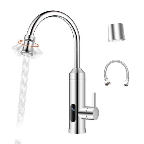 HOGART Rubinetto elettrico con scaldabagno istantaneo 230 V per cucina, giardino, bagno, roulotte, campeggio, riscaldamento intelligente, rubinetto con scaldabagno istantaneo, rubinetto acqua calda